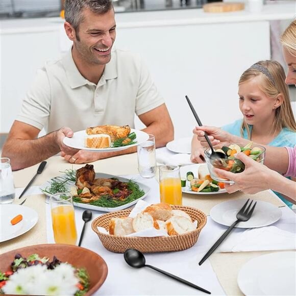 Serving Utensils Set,Matte Black 5-Piece Hostess Set, Stainless Steel Silverware - Picture 5 of 6